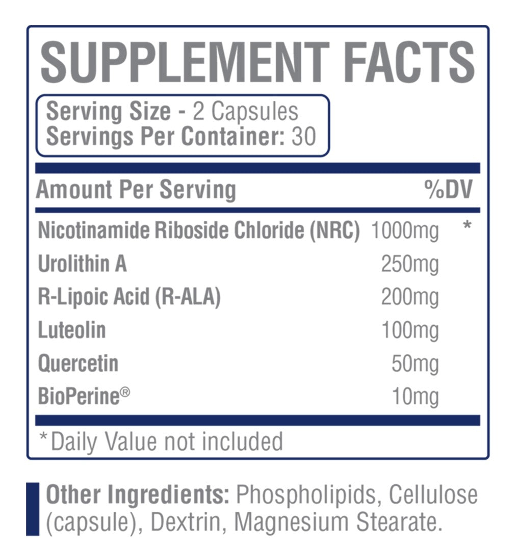 N-Stac2 Dual Action NAD Support: 1000mg Nicotinamide Riboside & Urolithin A for Mitochondrial Support
