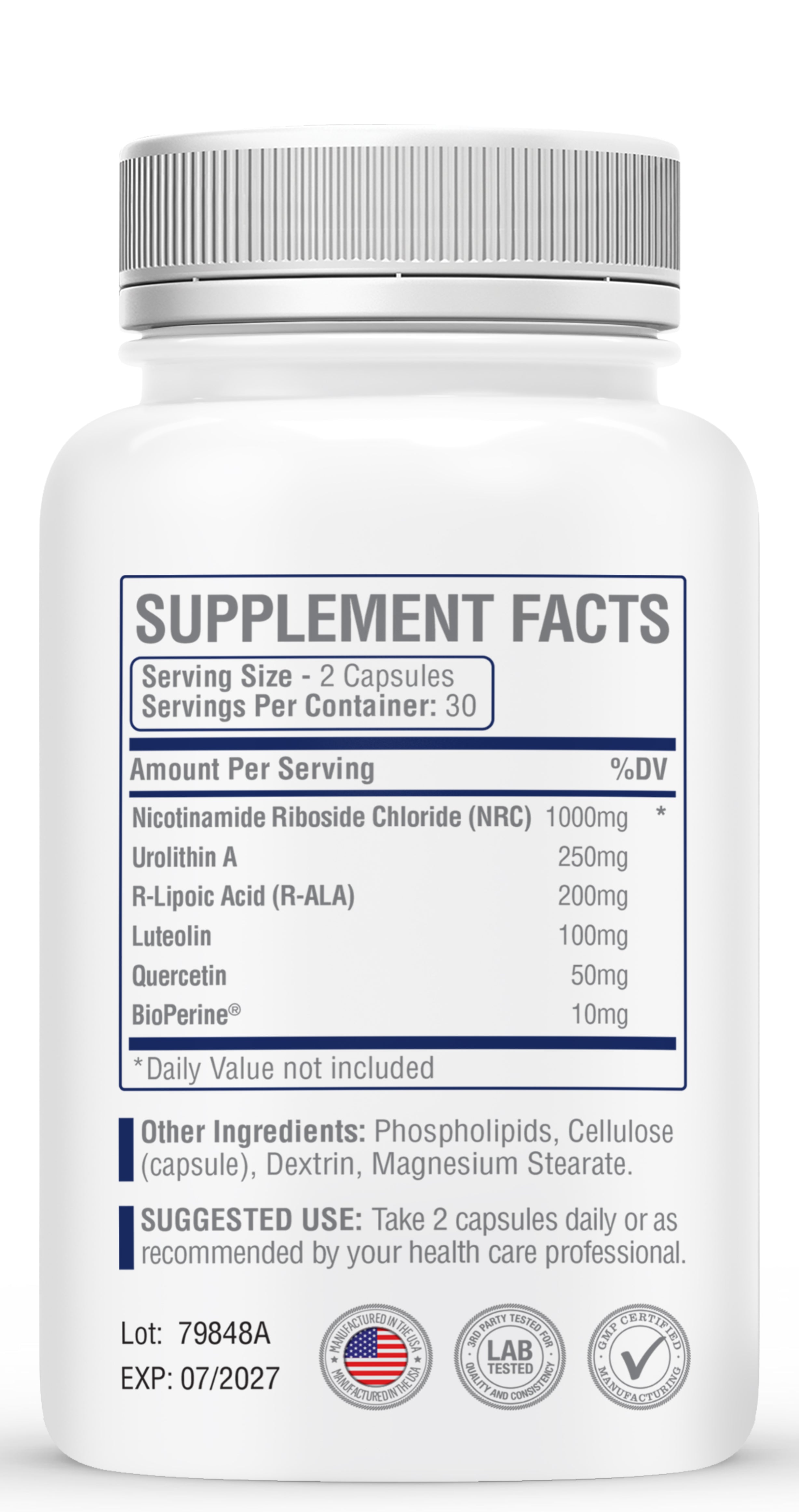 N-Stac2 Dual Action NAD Support: 1000mg Nicotinamide Riboside & Urolithin A for Mitochondrial Support